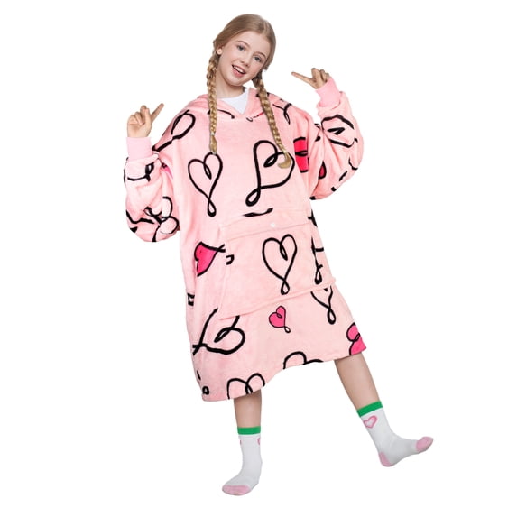 Catalonia Valentine's Day Gift Oversized Blanket Hoodie Sweatshirt for Kids, Wearable Fleece Pullover with Large Front Pocket, Teen Boys Girls Gift