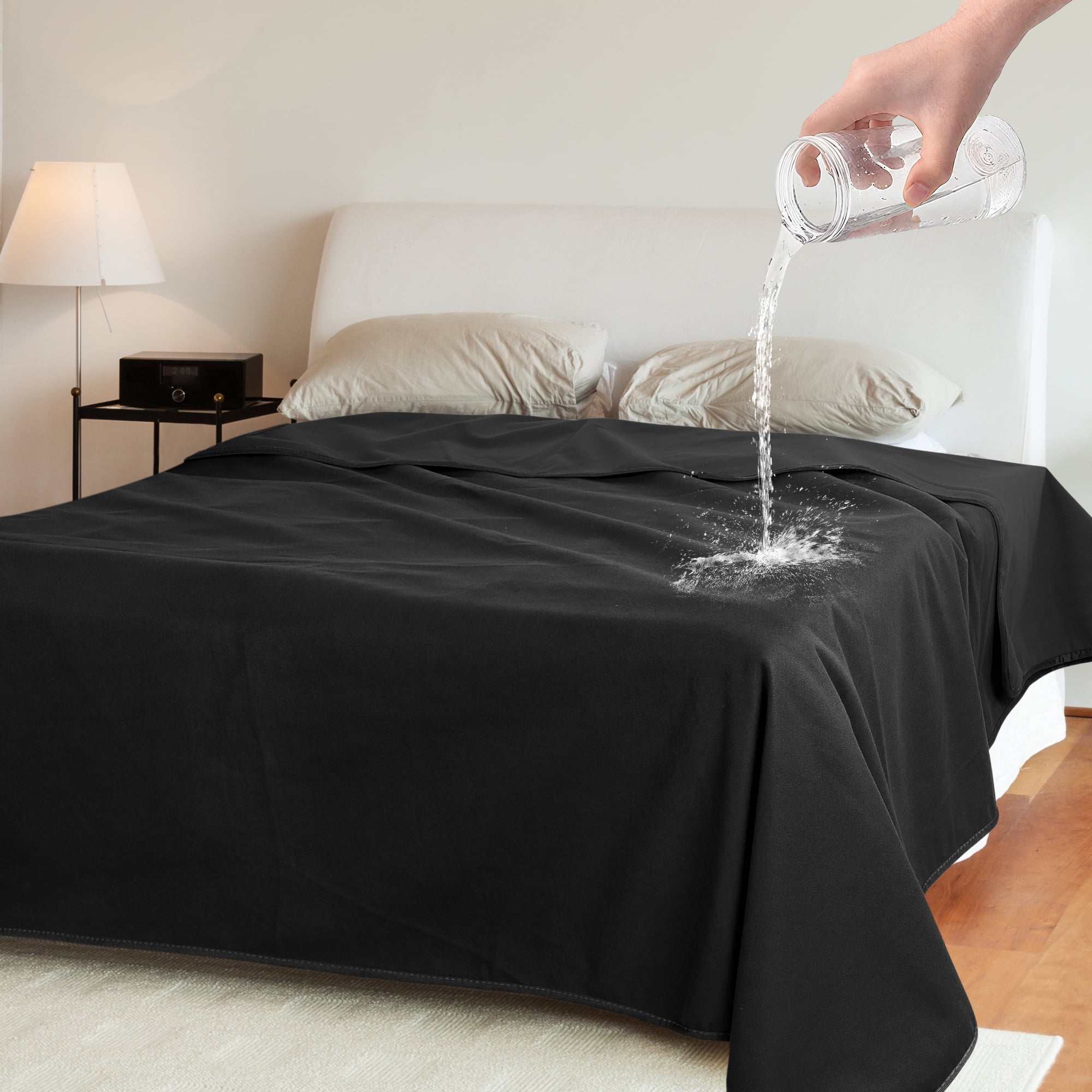 Catalonia Waterproof Blanket for Couch, Reversible Washable Sofa Bed Coverlet Protector | Leak Proof, Comfortable | for People and Pets, 60" x 80", Black/Black