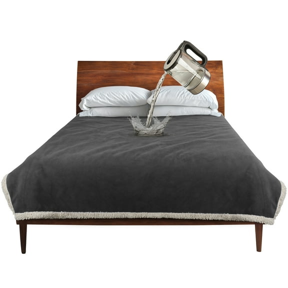 Catalonia Waterproof Blanket for Bed, Washable Leakproof Protector Cover, Reversible Throw Blanket for Couch Sofa, Stain Proof Blanket Pad, 80X90 inches, Grey