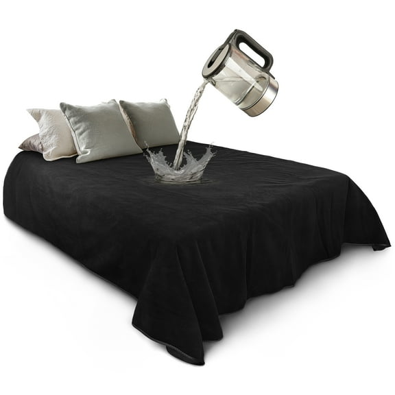 Catalonia Waterproof Blanket, Pee Proof Couch Sofa Bed Protector Cover for Baby, Super Cozy Plush Fleece Warm Sherpa Lining Throws and Blankets for Boating Camping, Black Black, 60" x 80"