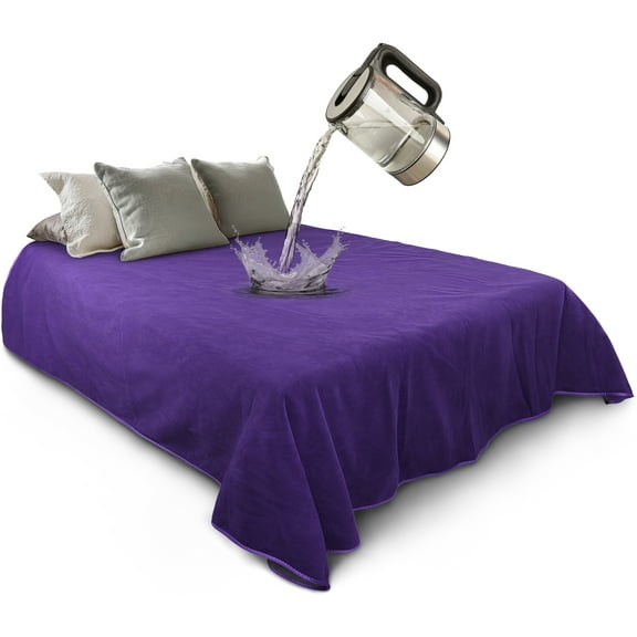 Catalonia Waterproof Blanket, Pee Proof Couch Sofa Bed Protector Cover for Baby, Super Cozy Plush Fleece Warm Sherpa Lining Throws and Blankets for Boating Camping, Purple Dark Gray, 60" x 80"