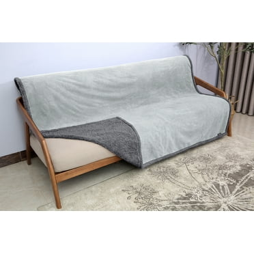 Catalonia Waterproof Blanket, Reversible Furniture Protector Cover Blanket, Super Cozy Fleece Sherpa Throw for Outdoor, Light Gray/Dark Gray, 80”x60”