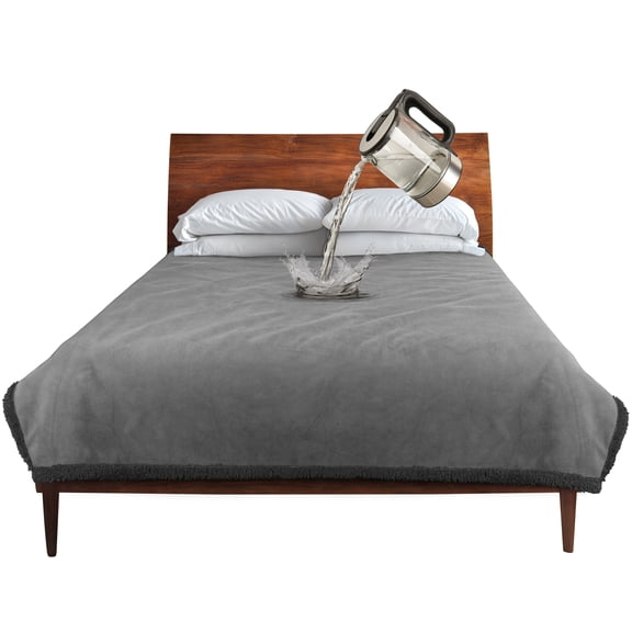 Catalonia Waterproof Blanket, Washable Leakproof Bed Cover for Couples, Reversible Protector Blanket for Bed Couch Sofa, Stain Proof Blanket Pad for Adults, 40X50 inches, Grey