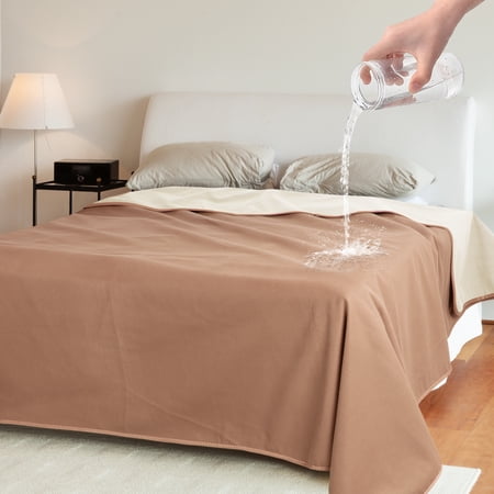 Catalonia Waterproof Dog Blanket for Couch, Reversible Washable Sofa Bed Coverlet Protector, Leakproof, Comfortable Blanket for People and Pets, Camel/Taupe, 50" x 60"