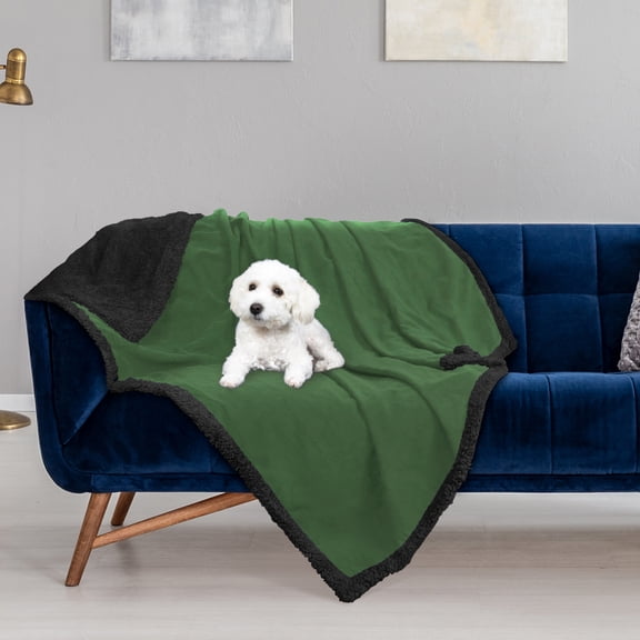 Catalonia Waterproof Dogs Blanket, Liquid Pee Proof Pet Throws Blanket and Bed Mat For Dog , 100% Polyester Couch Covers Blanket,  80X60 inches,Machine Washable ,Green