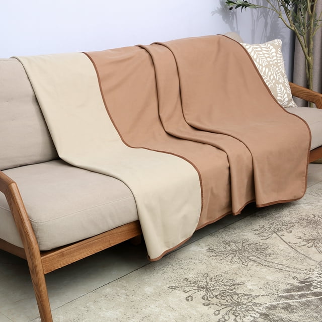 Catalonia Waterproof Throw Blankets for Beds, All Ages, People and Pets, Camel/Taupe, 60" x 80"