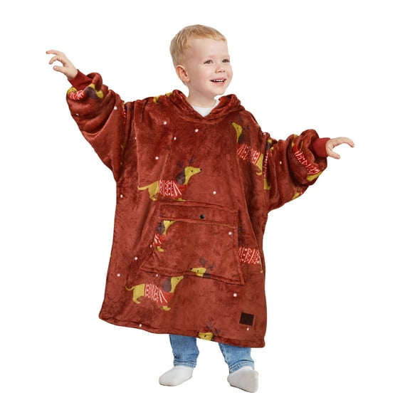 Catalonia Wearable Blanket Hoodie for Kids Oversized Sweatshirt Blanket With Pocket 6-10 Year Old Girl & Boy Cute Hoodies Gift