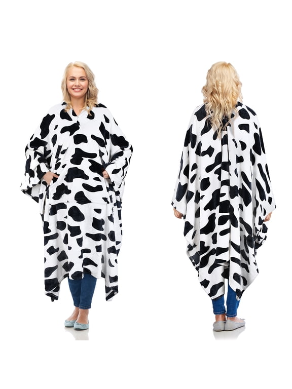 Wearable Blanket Poncho for Adult, Super Soft Comfort TV Throw Blanket Cape for Women and Men