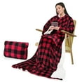 thumbnail image 1 of Catalonia Wearable Fleece Throws Blanket with Sleeves and Pocket for Women Men, Could Wrap Full Body Blanket Robe for Lounge Couch 70" x 52"，Machine Washable, Red, 1 of 6