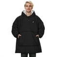 thumbnail image 1 of Catalonia Wearable Hoodie Blanket Quilted Outdoor Waterproof Hoodie for Women Men for Hiking Camping Picnic Oversized Soft Cozy Warm Hoodie Blanket Gifts with Giant Pocket and Long Sleeves Black, 1 of 7