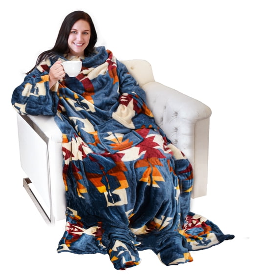 Catalonia Wearable TV Blanket with Sleeves Arms & Feet pockets for Adult Micro Plush Fleece Large Wrap Throw Robe, 75" x 53"