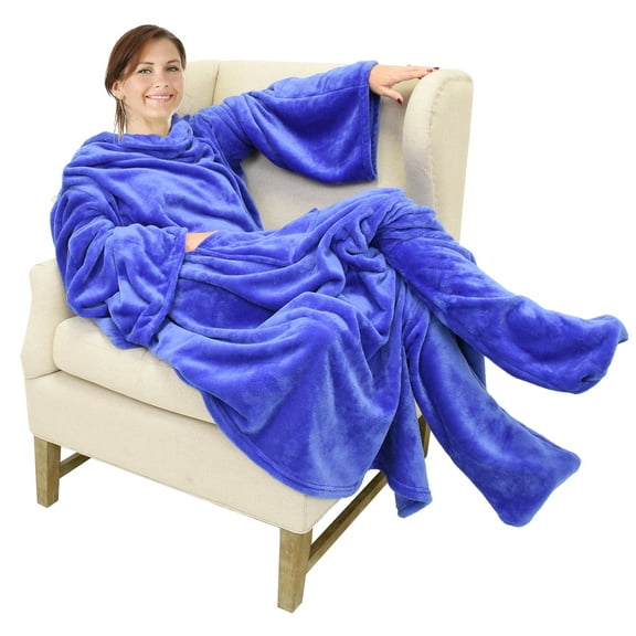 Catalonia Wearable TV Blanket with Sleeves Arms & Feet pockets for Adult Micro Plush Fleece Large Wrap Throw Robe 73" x 53"