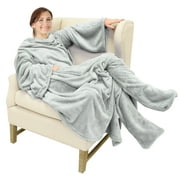 Catalonia Wearable TV Blanket with Sleeves Arms & Feet pockets for Adult Micro Plush Fleece Large Wrap Throw Robe 73 x 53