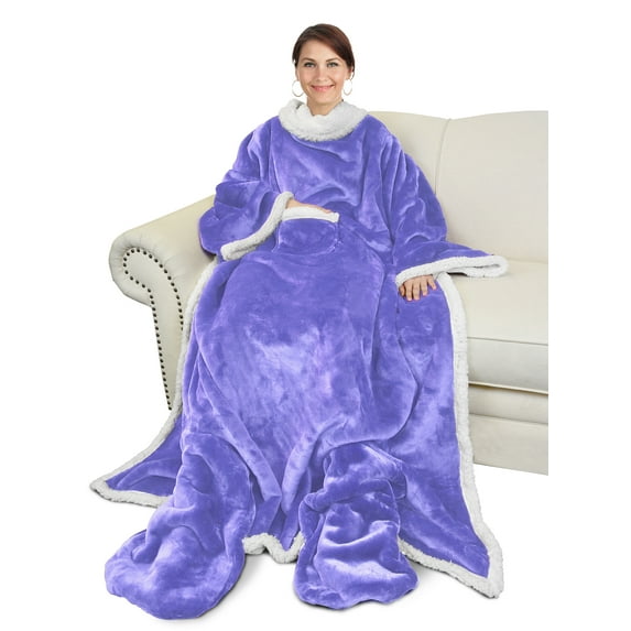 Catalonia Wearable TV Blanket with Sleeves Arms & Feet pockets for Adult Micro Plush Fleece Large Wrap Throw Robe 75 x 5