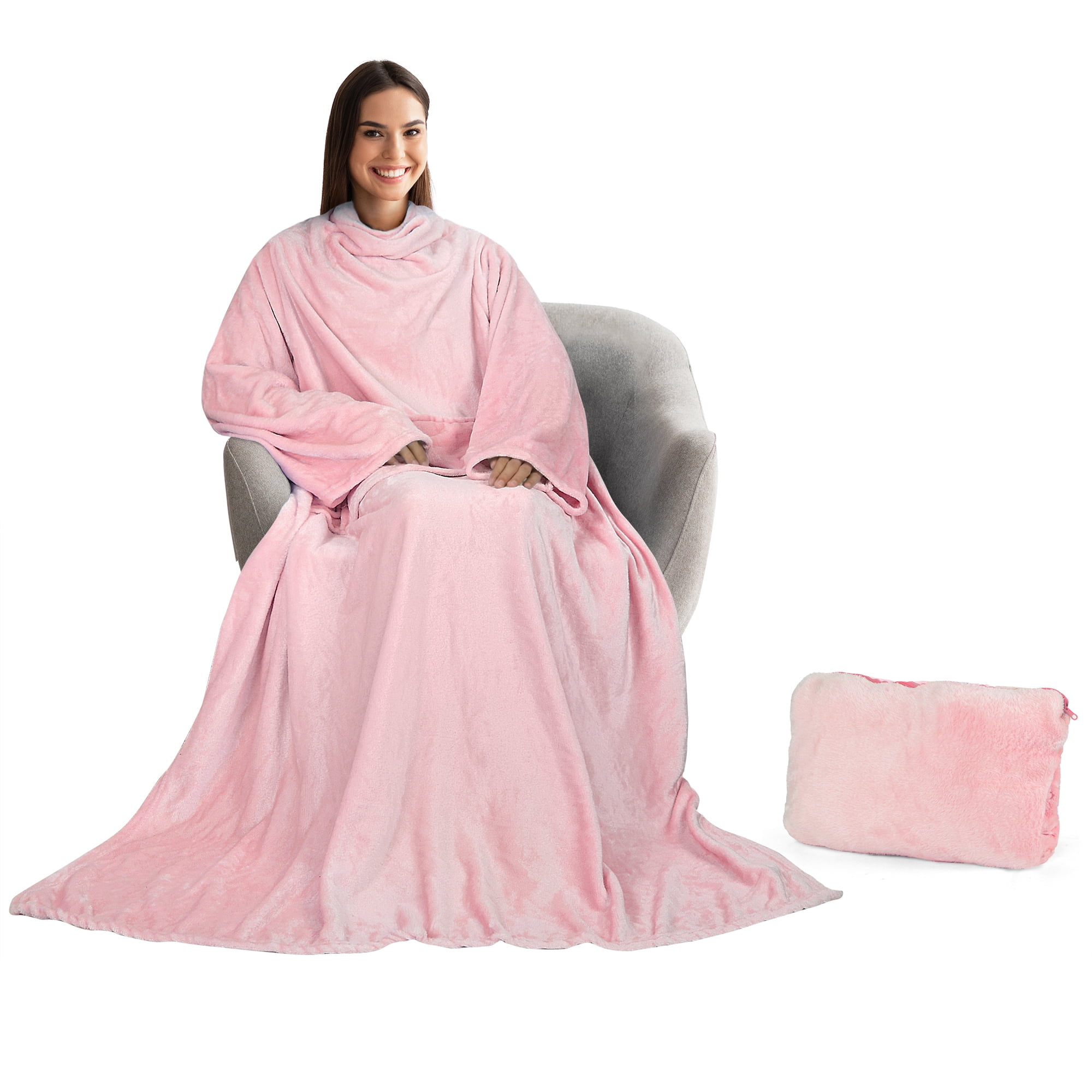 Throwing Robe Catalonia Wearable TV Blanket with Sleeves Arms Micro Plush Fleece Wrap ...