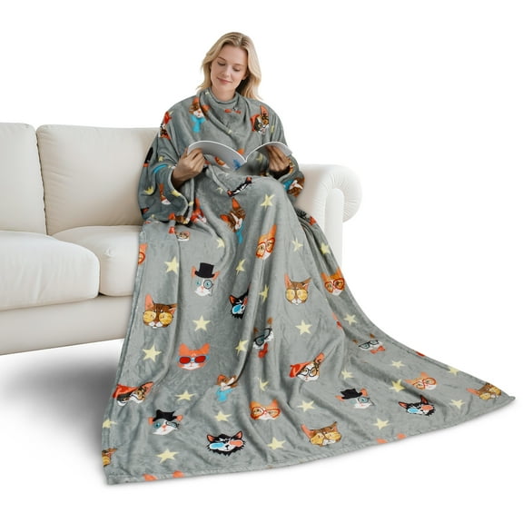 Catalonia Wearable TV Blanket with Sleeves Arms Micro Plush Fleece Wrap Throw Robe 73 x 51”