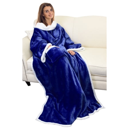 Catalonia Wearable TV Blanket with Sleeves Arms Warm Micro Plush Sherpa Fleece for Adult Large Wrap Throw Robe 72” x 55”