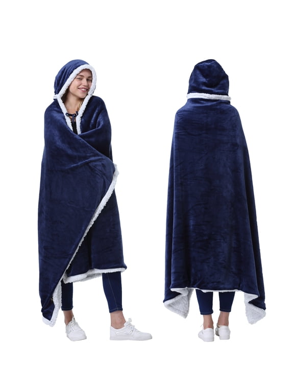 Wearable TV Blanket with Sleeves Arms Warm Micro Plush Sherpa Fleece for Adult Large Wrap Throw Robe