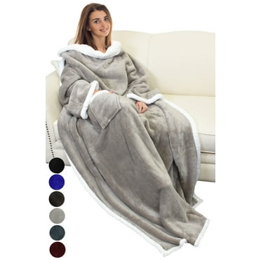 Catalonia Wearable TV Blanket with Sleeves Arms Warm Micro Plush Sherpa Fleece for Adult Large Wrap Throw Robe 72 x 55”