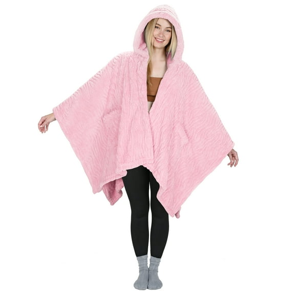 Catalonia Women's Scarf Shawls, Hooded Wearable Blanket Cloak Coat,Sherpa Fleece Poncho Cape,Lightweight Blanket Shawls