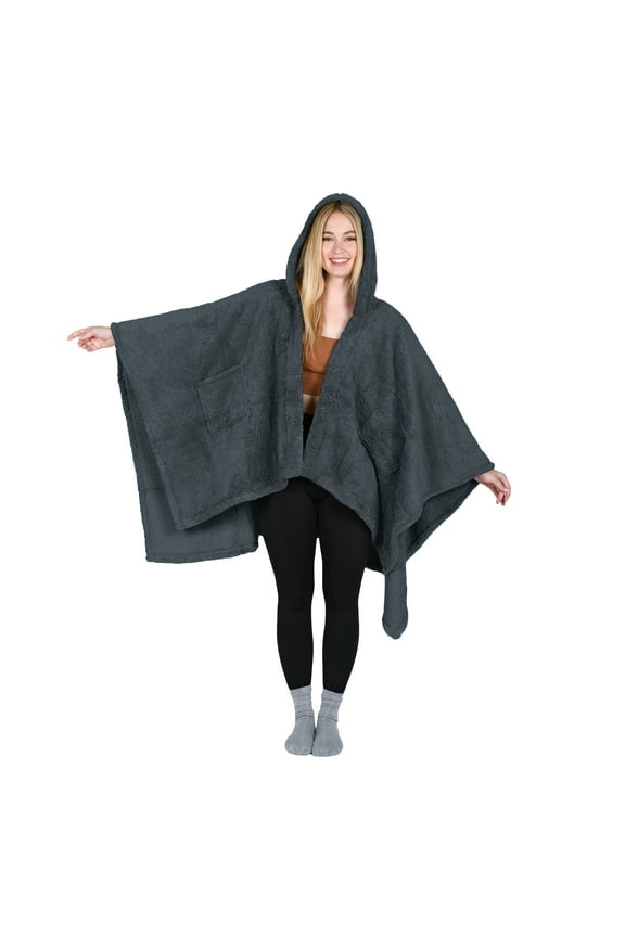 Women's Scarf Shawls, Hooded Wearable Blanket Cloak Coat,Sherpa Fleece Poncho Cape,Lightweight Blanket Shawls