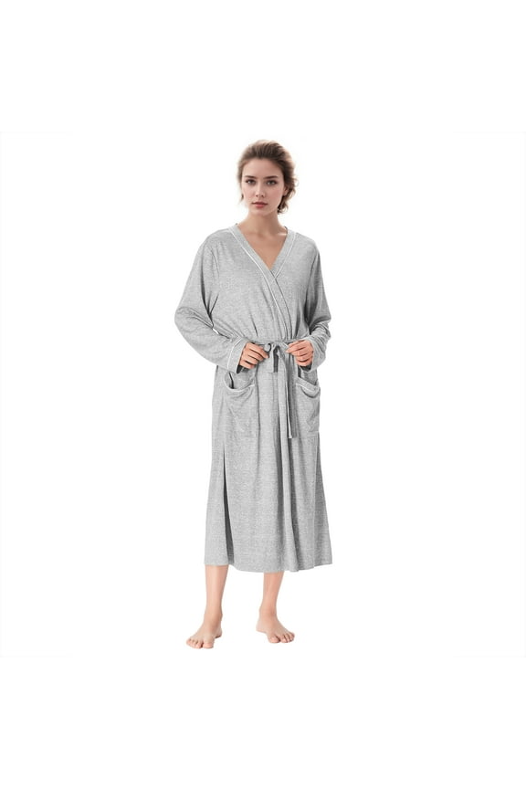 Women's Towel Bathrobes, Lightweight Cotton Waffle Full-Length Cloth Robe,Soft Absorbent Robes Home Hotel Spa Long Sleeves Robe,Gray Ash,XL