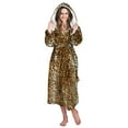 thumbnail image 1 of Catalonia Womens Fleece Long Hooded Robe Blanket, Comfy Soft Chenille Bathrobe with Belt Pockets,Ladies Sleepwear Housecoats,Machine Washable, One Size, Cheetah, 1 of 6