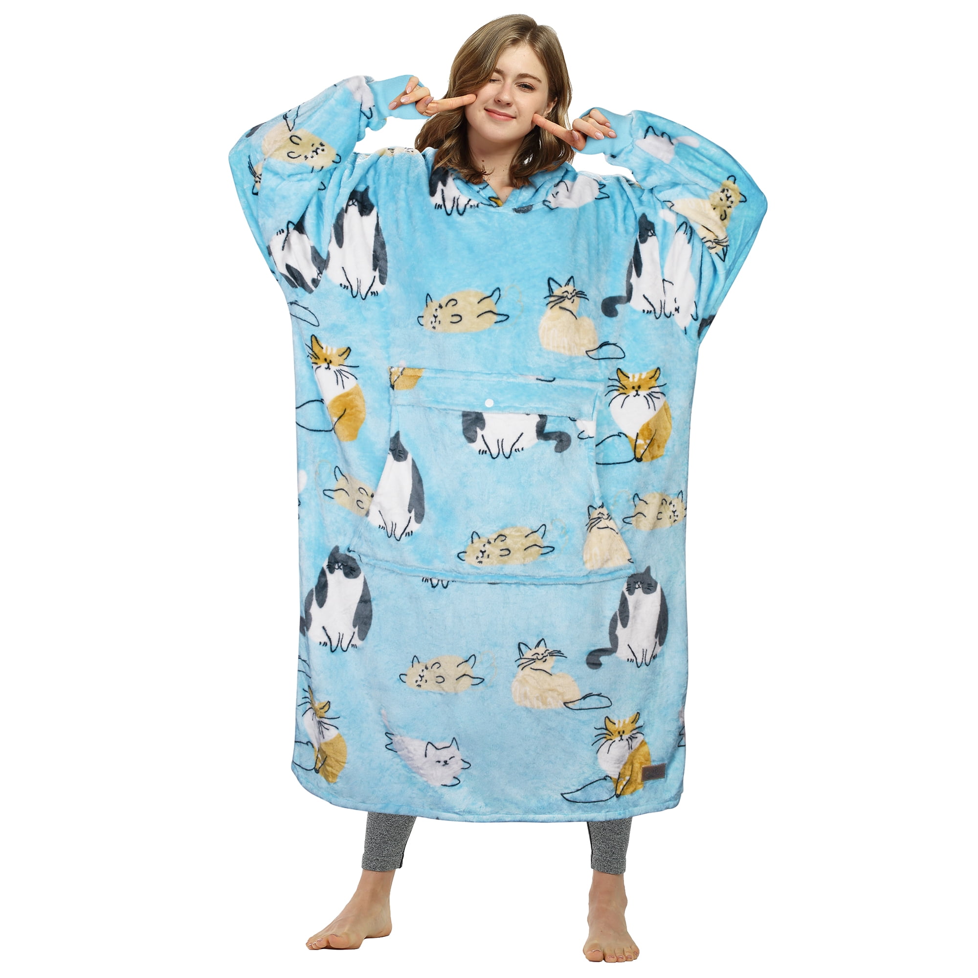 Catalonia Full Body Oversized Blanket Hoodie Sweatshirt, Extra Long Wearable Fleece Pullover, Gift for Adult Men Women Wife Girlfriend