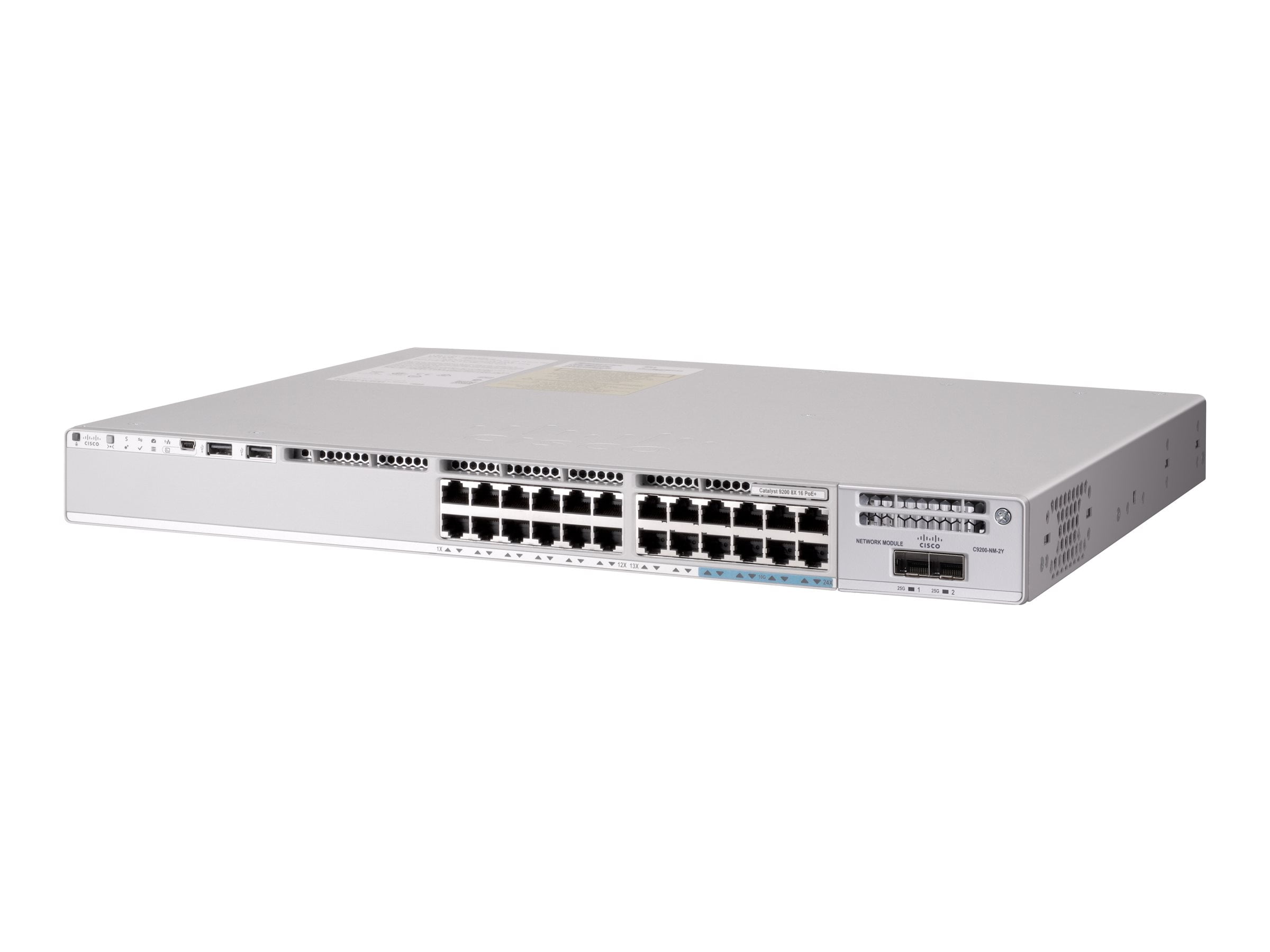 Cisco Catalyst 9200L - Network Advantage - switch - L3 - managed - 8 x 100/1000/2.5G/5G/10GBase-T + 16 x 10/100/1000 (PoE+) + 4 x 10 Gigabit SFP+ (uplink) - rack-mountable - PoE+ (370 W)