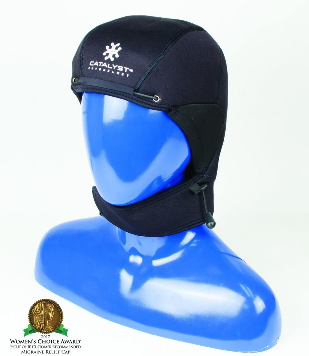 Catalyst Cryohelmet v2 Men's and Women's Migraine Relief Cap with Adjustable Hood, Medium/Large, Black