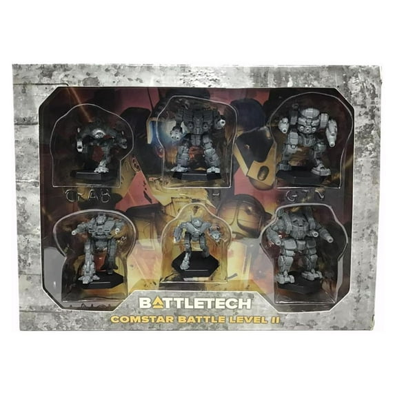 Catalyst Game Labs BattleTech ComStar Battle Level II Miniature Force Pack with Crockett, Flashman, Guillotine, Lancelot, Crab, and Mongoose Miniatures