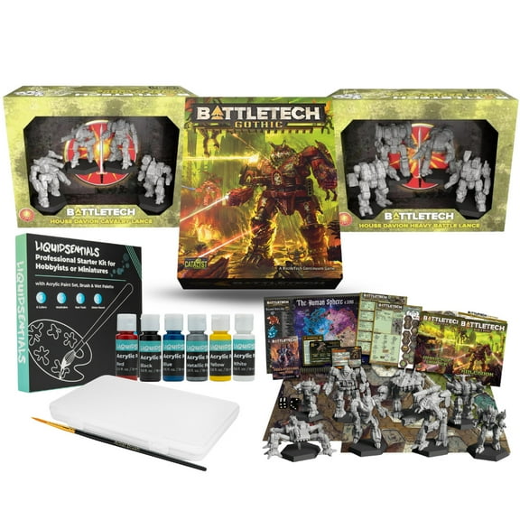 Catalyst Game Labs BattleTech: Gothic Core with House Davion Cavalry Lance, Heavy Battle Lance, and Paint Set Bundle (4-items)