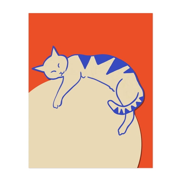 Catalyst - India Digital Art Cat Minimalist Pop Art Modern Art Abstract Animal Geometric Unframed Wall Art Print 30 x 40 inches