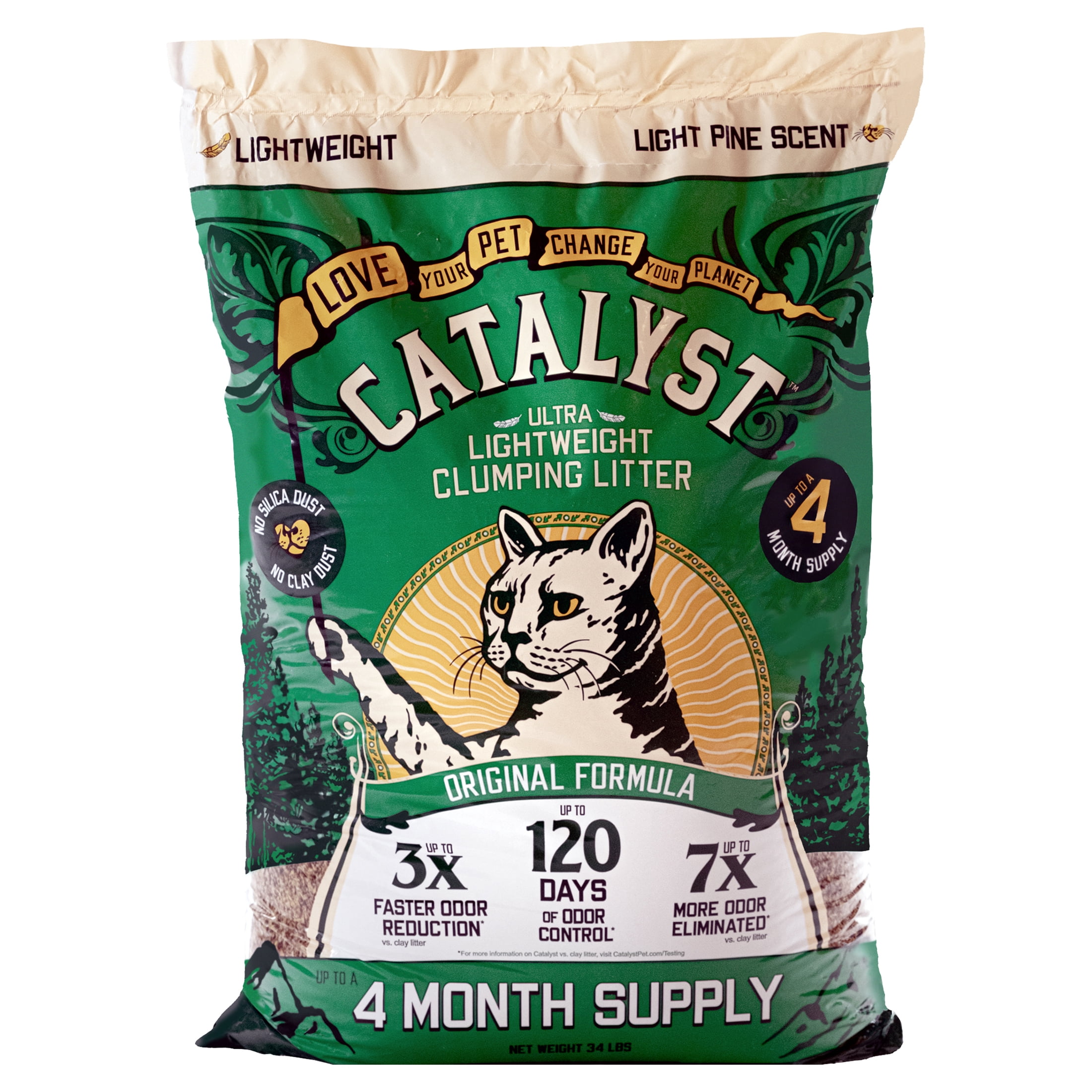 Catalyst Pet Softwood Natural Clumping Cat Litter, Original Formula, 34lb