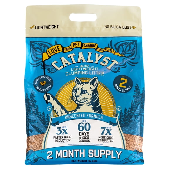 Catalyst Pet Softwood Natural Clumping Cat Litter Unscented Formula, 15 lb.