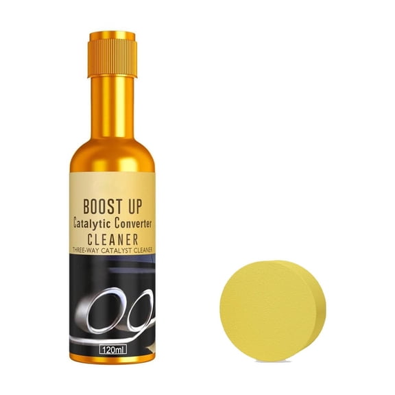 Catalytic Converter Cleaner for Gasoline Vehicles, QQZ Powerful Engine Exhaust System Cleaner, 120ml Automotive Three-Way Catalytic Cleaning Agent to Remove Carbon Deposits, Yellow