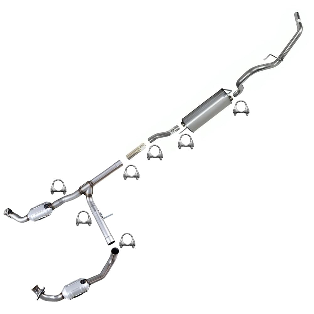 Northeastern Exhaust | Stainless Steel Pair Catalytic, Extension, Intermediate, Muffler & Tail Pipe Complete Exhaust System Kit Fits Ford F-150 2004-2005 5.4L RWD 126" WB – Direct Fit EPA-Approved