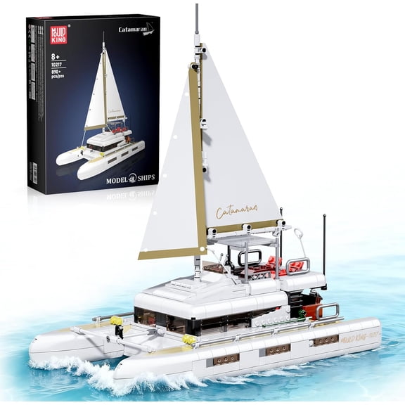 Catamaran Sailboat Building Kits, Ocean Explorer Boat Model, House Decor for Boys to Play, (890 Pcs)