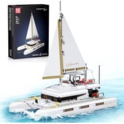 Ylutex Catamaran Sailboat Building Block Set, Ocean Explorer Boat Model, Sailing Ship Model Toy With 890 Pcs