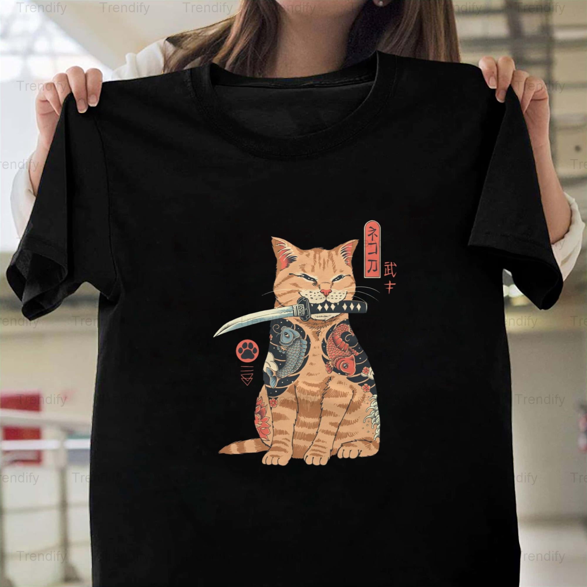 Catana Funny Cat Katana Sword Pun Humor Graphic Design Unisex T-Shirt ...