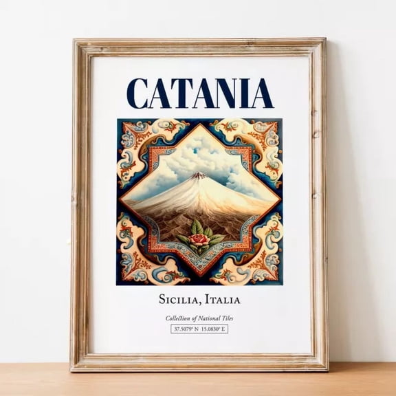 Catania Tile Print Sicilian Minimalistic Tile Wall Art Poster