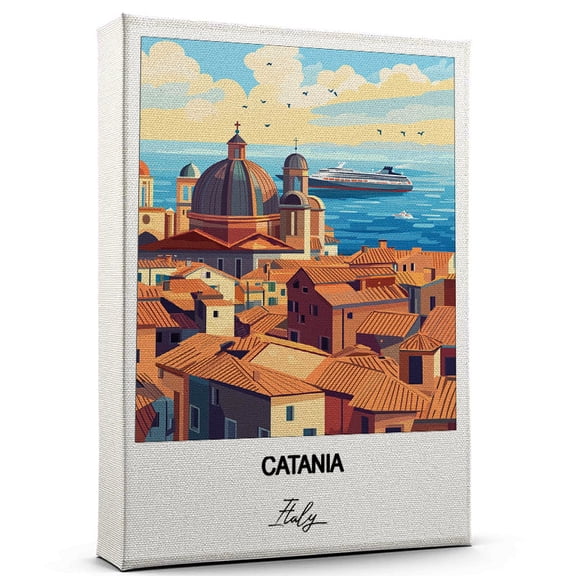 Catania Travel Art Canvas  Modern Wall Art Inspired by Italy Canvas  Great Gift for Travel Lovers  Ready to Hang