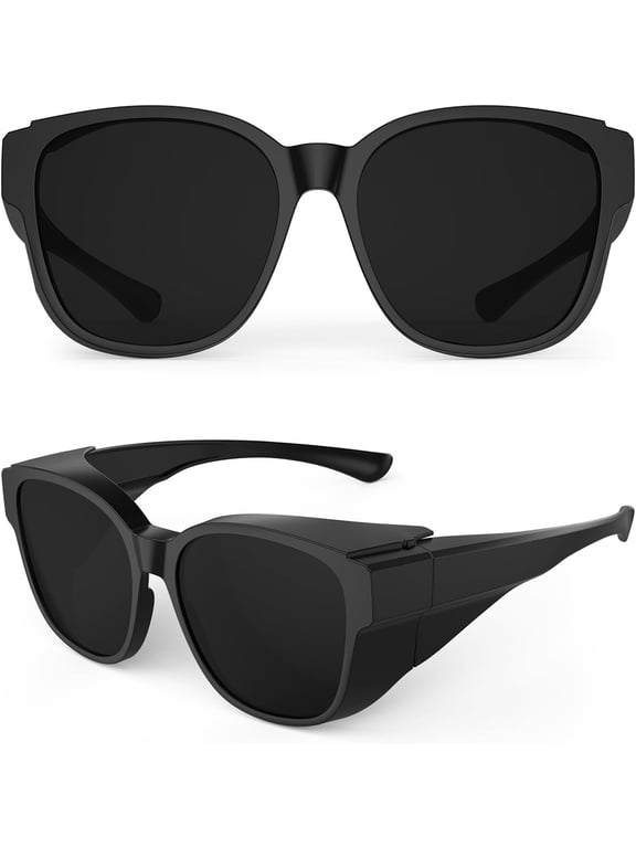 Cataract Sunglasses, Light Sensitivity, CAT4 Dark Fit Over Glasses | Super Dark Large Wide Wrap Around Sunglasses For Post Laser Eye Surgery,Polarized UV400 Protection,Made Eyes Not Feel Sore