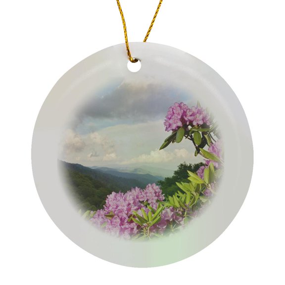3drose, Catawba Rhododendron Flower, Great Smoky Mountains, Nc - Us34 Aje0046 - Adam Jones, Circle Porcelain Ornament