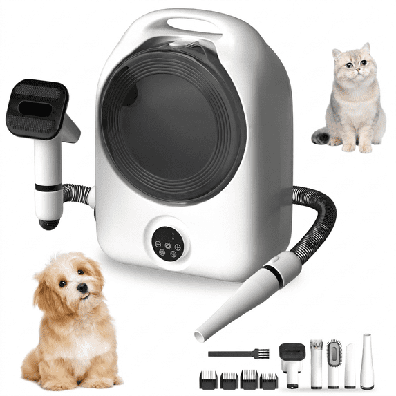 5-in-1 Dog Grooming Vacuum and Dryer Kit, Ultra-Quiet Dog Hair Dryer Blower, 2.5L Capacity
