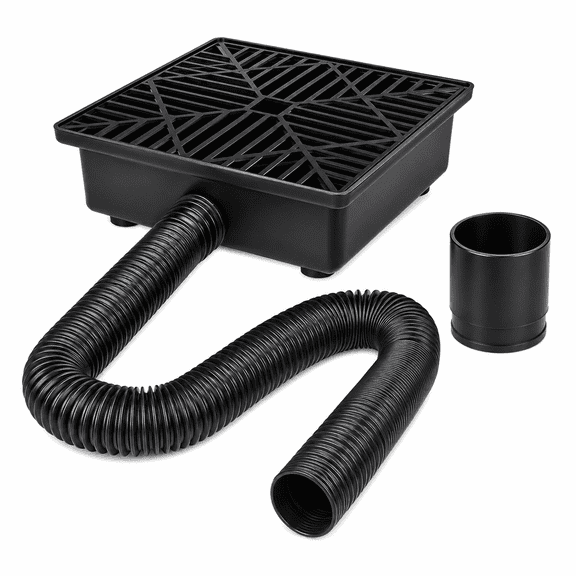 Catch Basin Downspout Extensions, Upgraded 9x9 inch No Dig French Drain Downspout Diverter, Flexible Gutter with Leak-Proof Splash Block Kit, Extendable from 16" to 60" Black