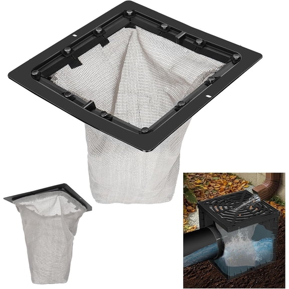 Catch Basin Drain Filter, Square Catch Basin Drain Filter for 12 Inch Clog-Free Drainage and Infiltration Systems, Removable Filter, for Garden, Lawns, La caping and Patios (1 Pack)