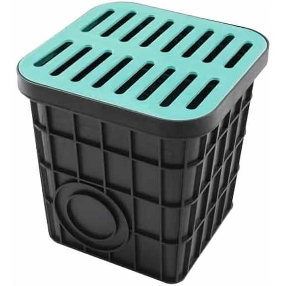 Catch Basin & Drainage Catch Basin, 16 x 16 x 16 Inch Heavy Duty Catch Basin with Fiberglass Grate and Debris Basket, French Drain System for Yard Downspout Lawn and Municipal Pipeline