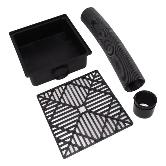 Catch Basin Low Profile Downspout Extender, Catch Basin Downspout Extension Polypropylene Black For Outdoor