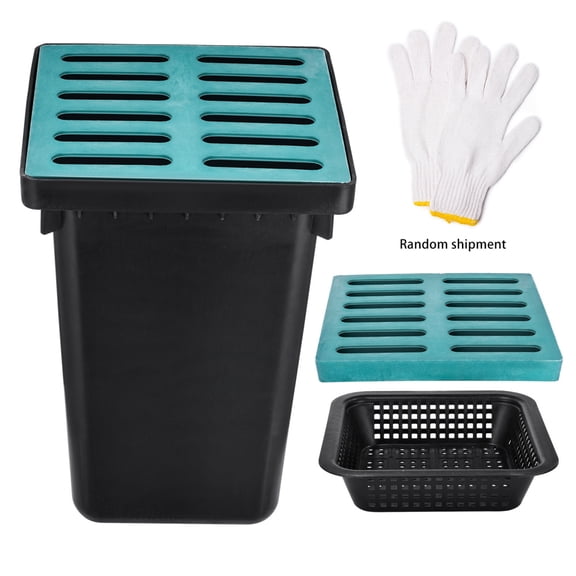 Catch Basin for Drainage with Fiber-16.5x16.5x24 in. Large Drainage Basin with Debris Basket for Yard,Downspout,Lawn,Municipal Pipeline